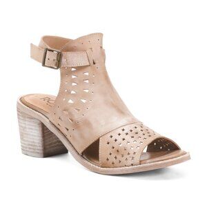 NEW BED/STU Suede Christine Heeled Sandals Tan 462Tn